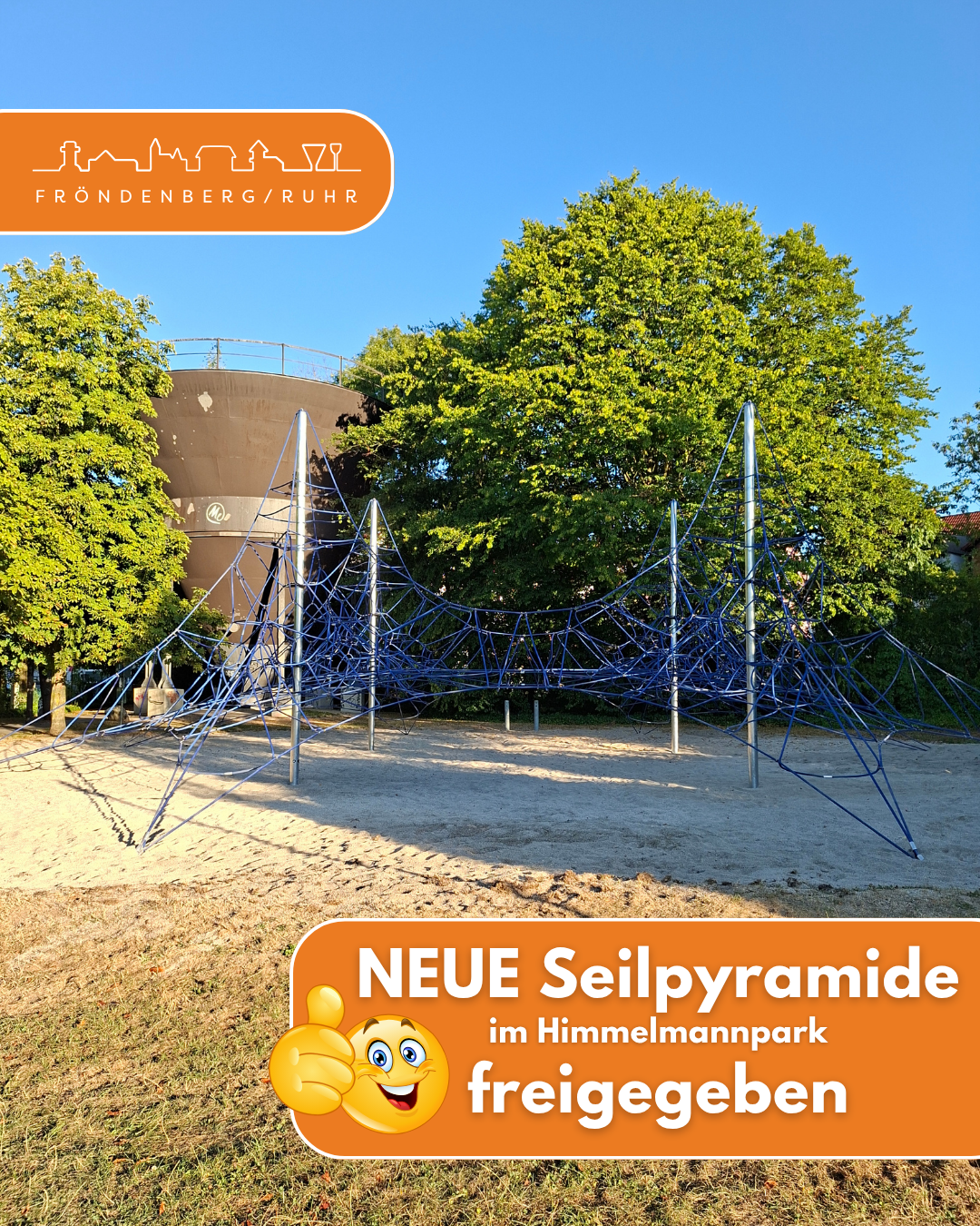 Foto der neuen Seilpyramide zum Klettern